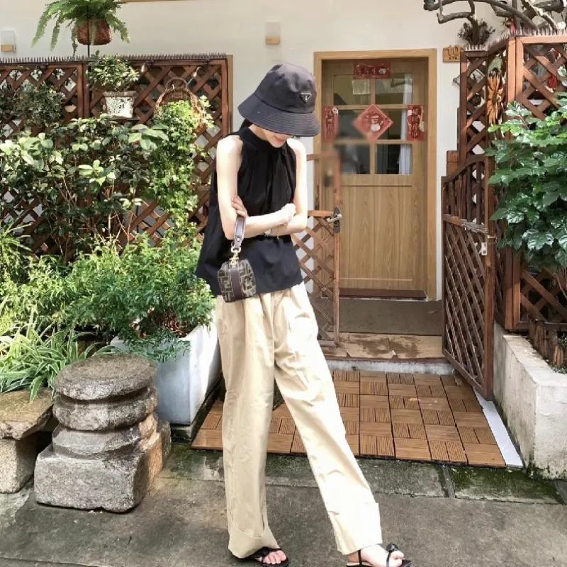CU｜B82 溫柔奶藍💙法式無袖掛脖無袖襯衫 無袖背心上衣