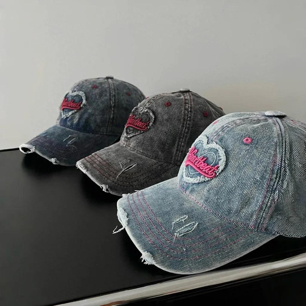 CU｜J92 復古水洗心型字母刺繡棒球帽