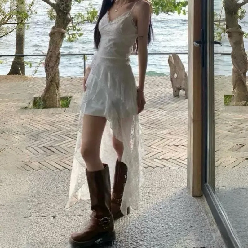CU｜O21 白月光飄逸魚尾蕾絲長裙