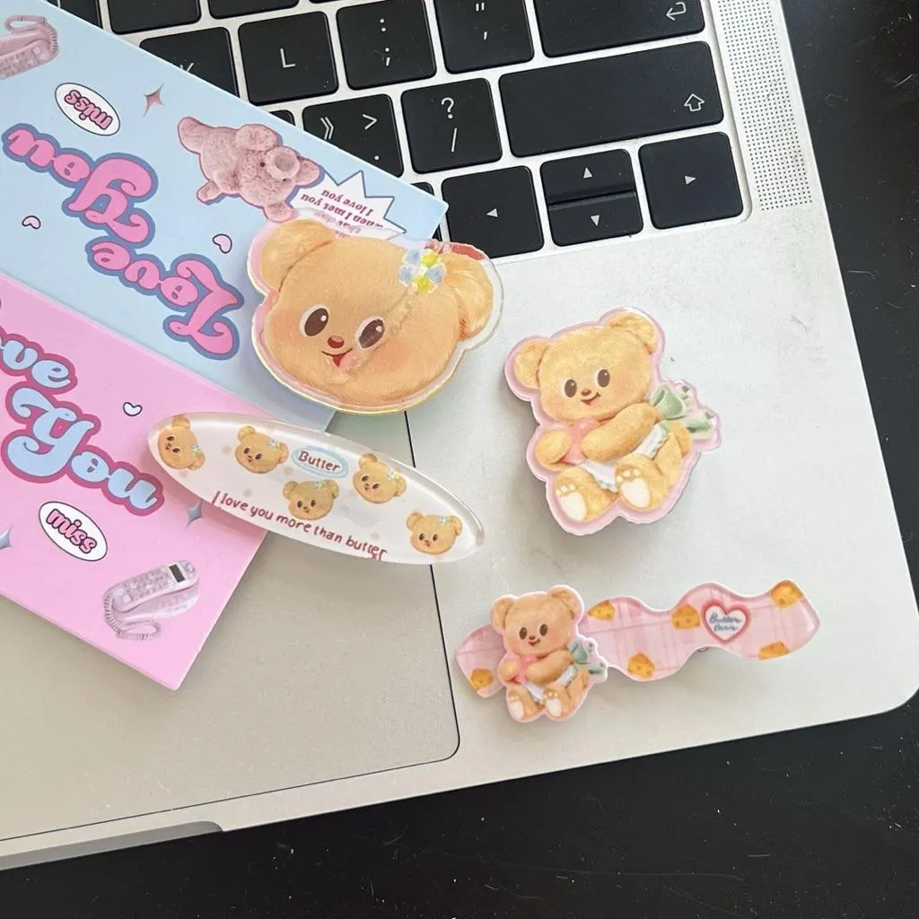CU｜A242 可愛黃油小熊🐻百搭髮夾 側髮夾 瀏海夾 髮飾
