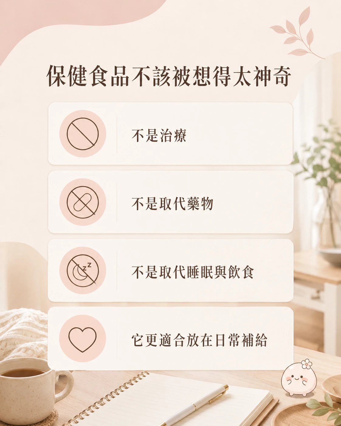 保健食品不是藥也不取代飲食睡眠與醫療的觀念整理