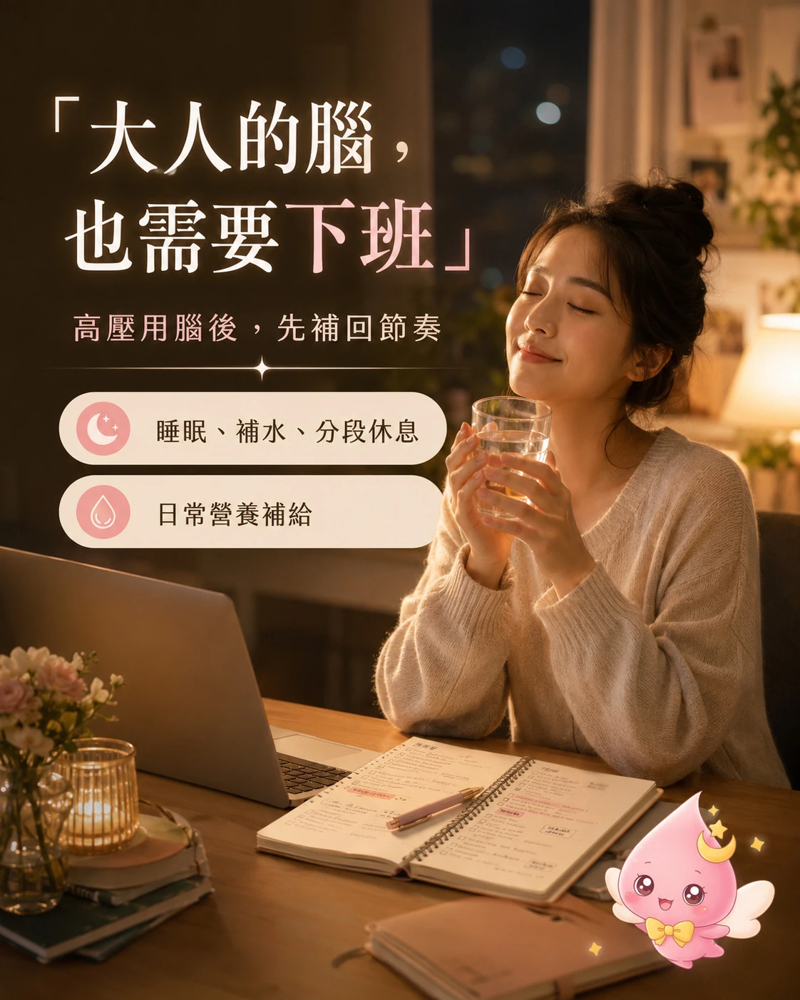 大人高壓用腦後的睡眠補水休息與日常營養補給節奏
