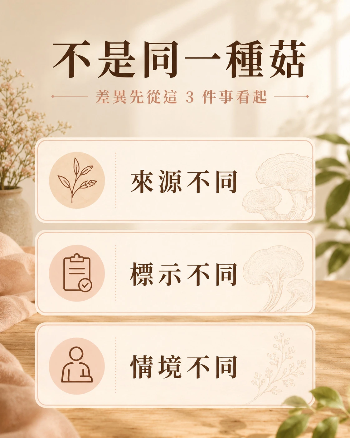 牛樟芝與靈芝在來源標示和使用情境上的差異整理