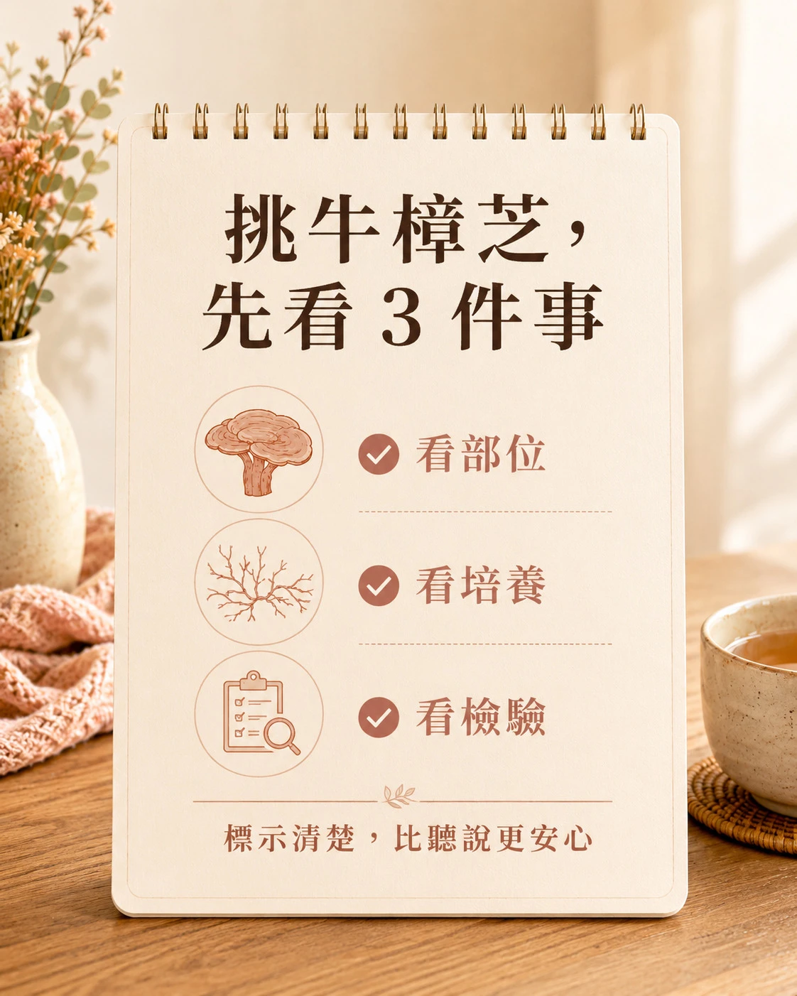 挑選牛樟芝產品時需要看部位培養方式與檢驗資料