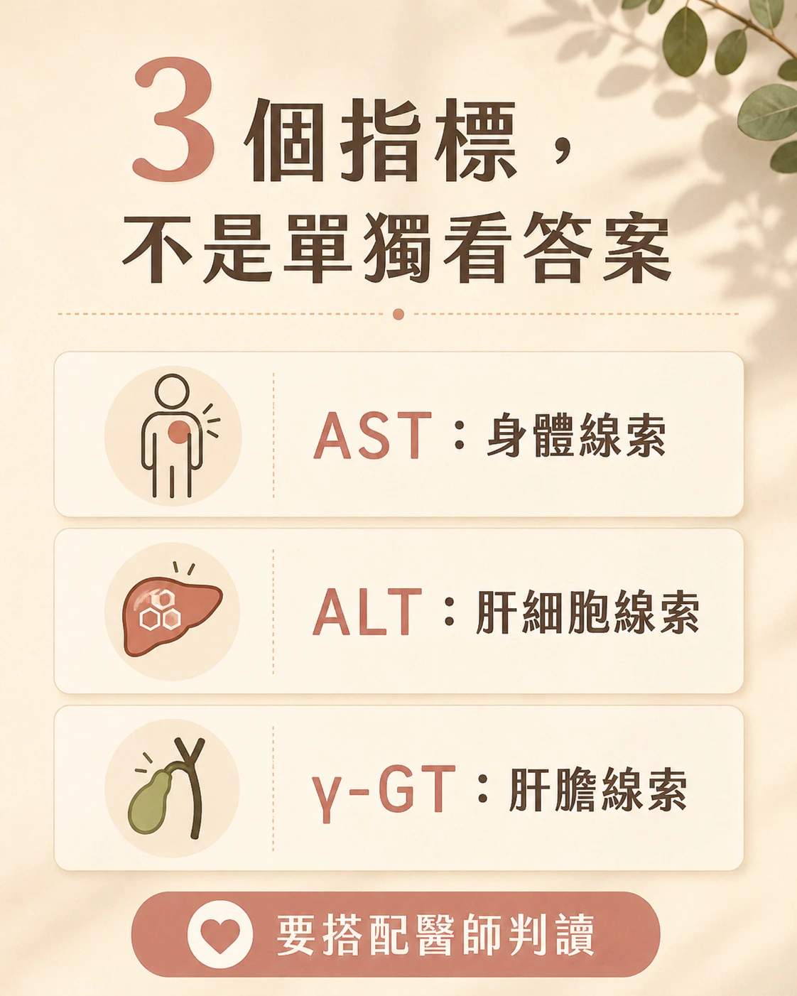 AST ALT &gamma;-GT 在健檢報告中的常見意義與判讀提醒