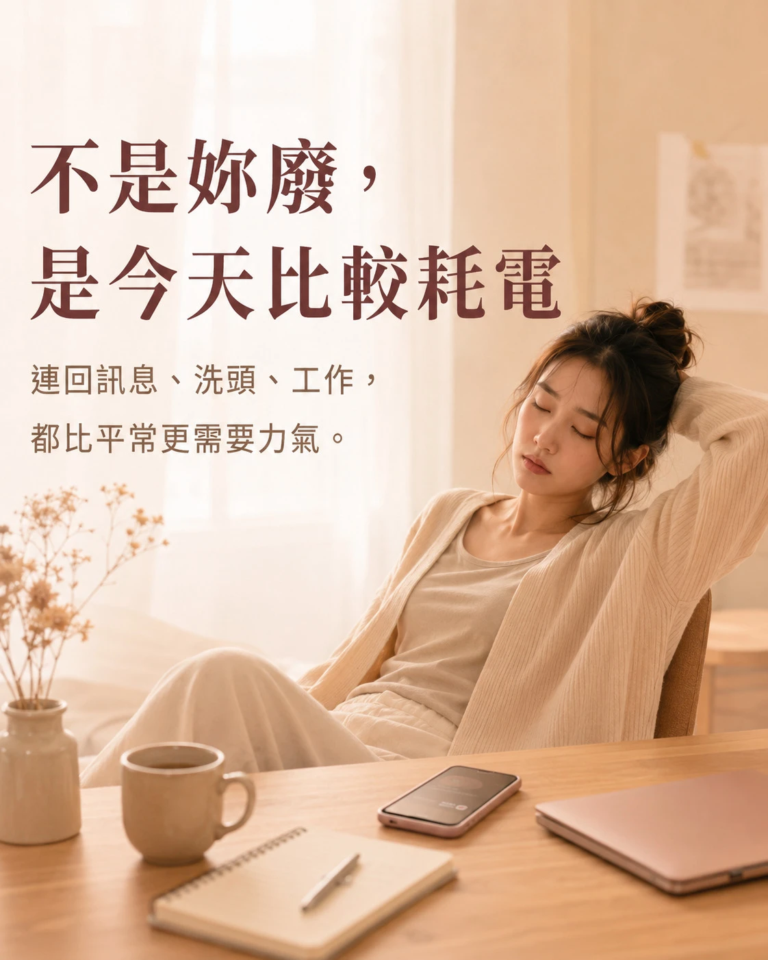經期比平常更耗電,女性容易疲倦想休息的生活情境