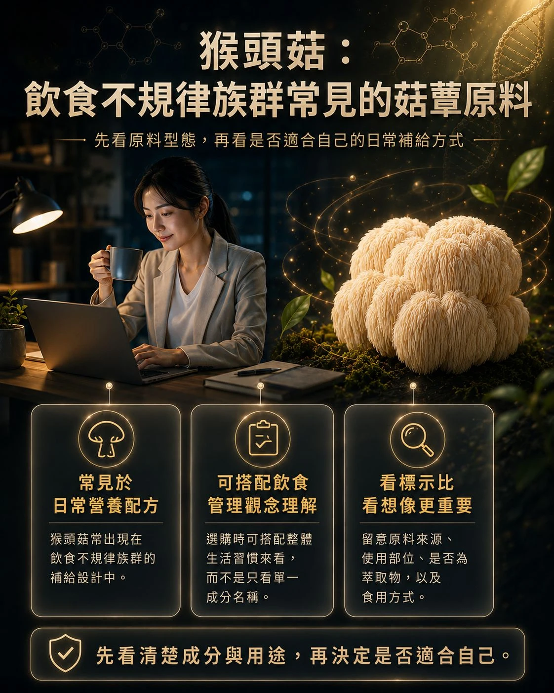 猴頭菇多醣體與日常營養保養素材介紹,整理飲食不規律與壓力型生活族群的日常保養方向。