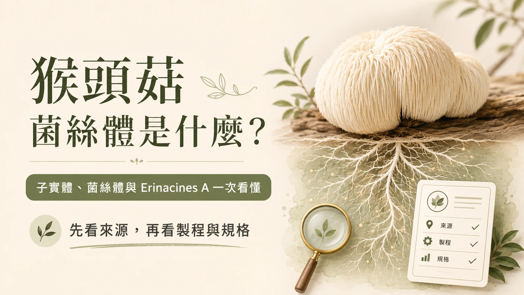 猴頭菇菌絲體與Erinacines A原料設計