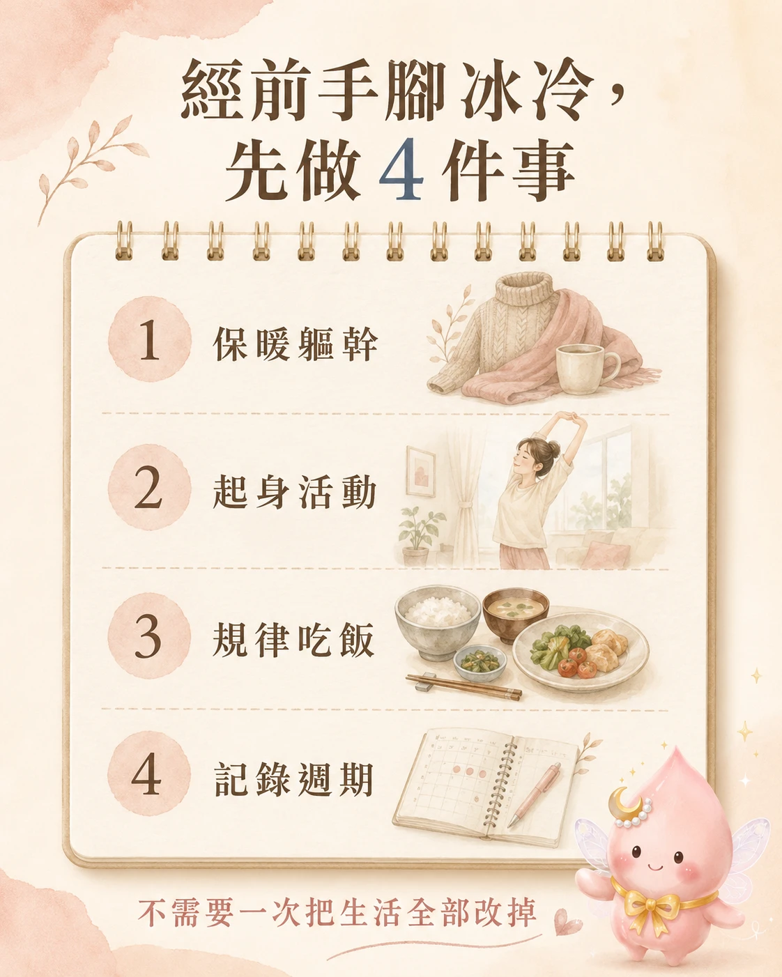 經前手腳冰冷可從保暖活動飲食與週期記錄開始