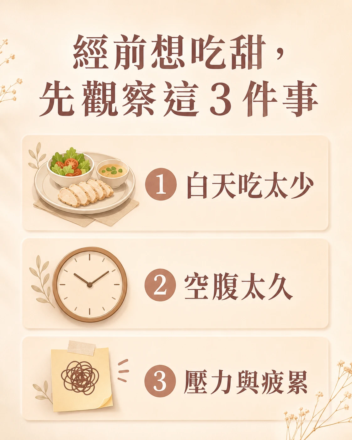 經前想吃甜可觀察白天飲食空腹時間與壓力疲累