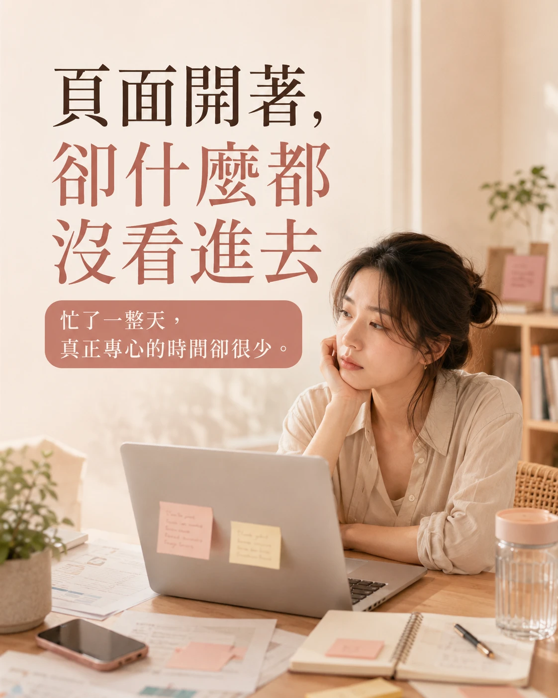 坐在電腦前卻發現自己沒有把工作內容看進去的放空情境