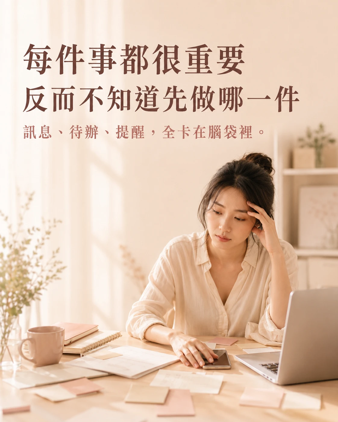 訊息、待辦和不同平台同時累積,容易讓思緒變得混亂