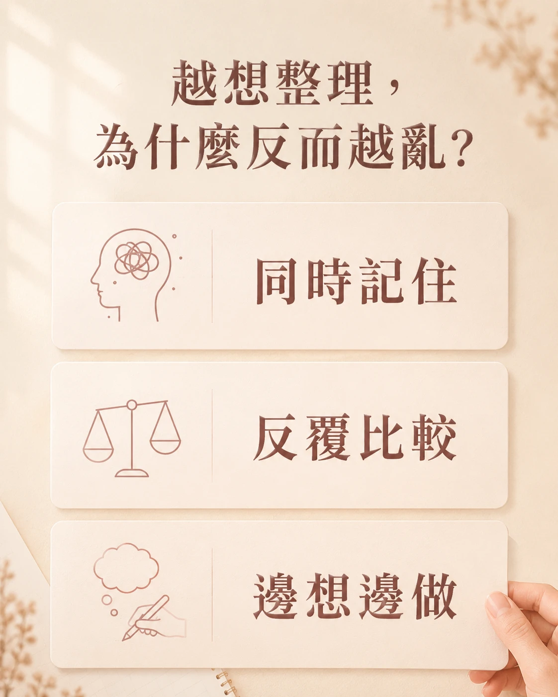一邊記住、一邊比較、一邊處理容易讓待辦整理變得更混亂