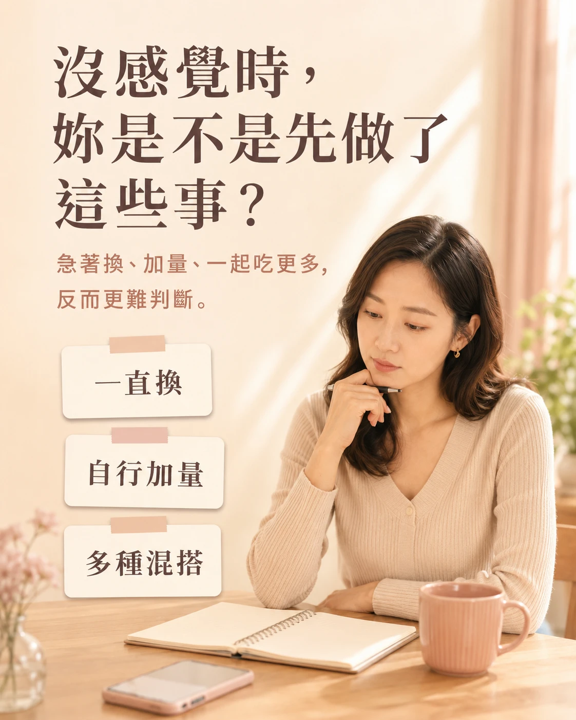 保健食品沒感覺時避免急著更換加量或同時混搭多種產品