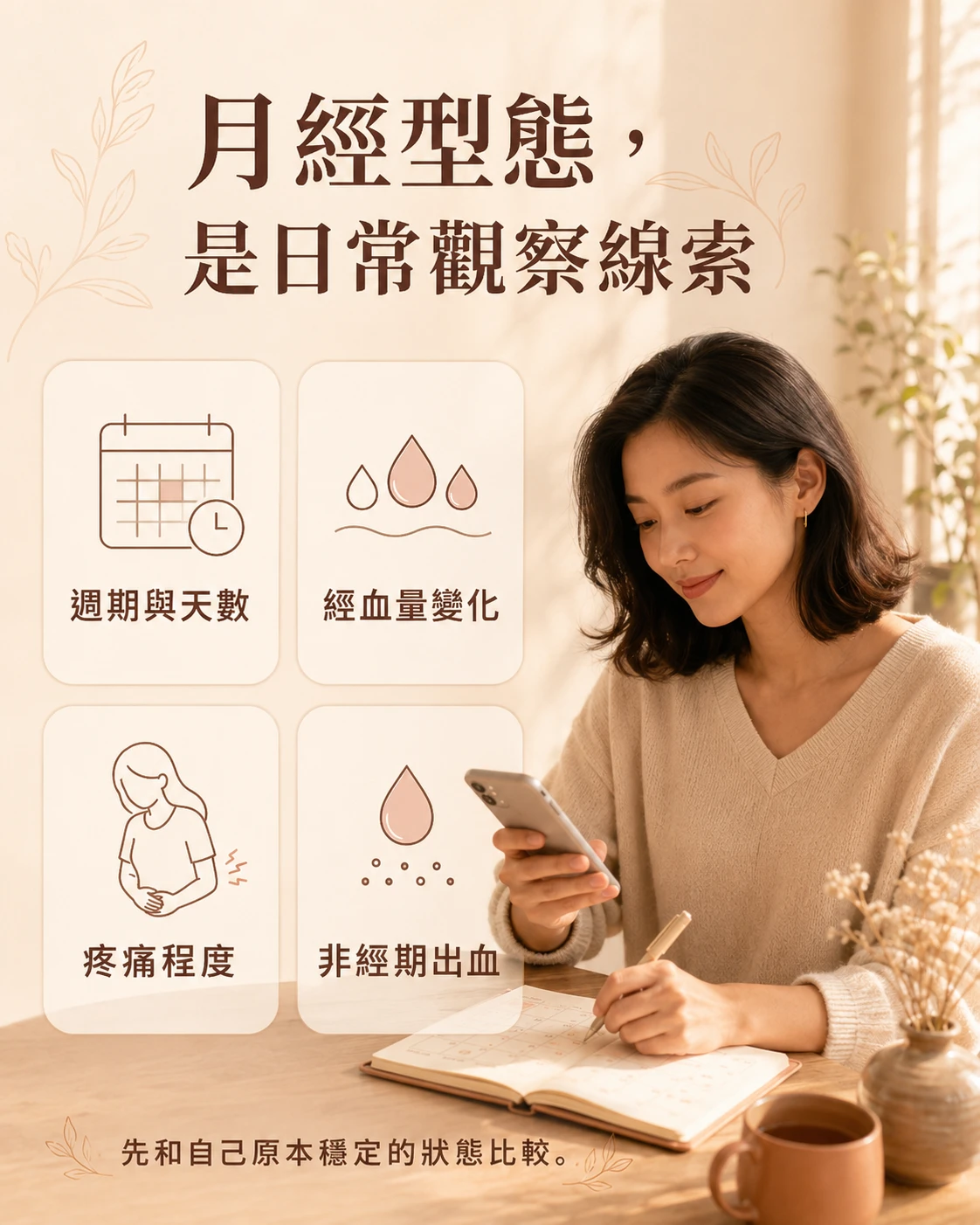 月經週期、經血量、疼痛與非經期出血的觀察重點