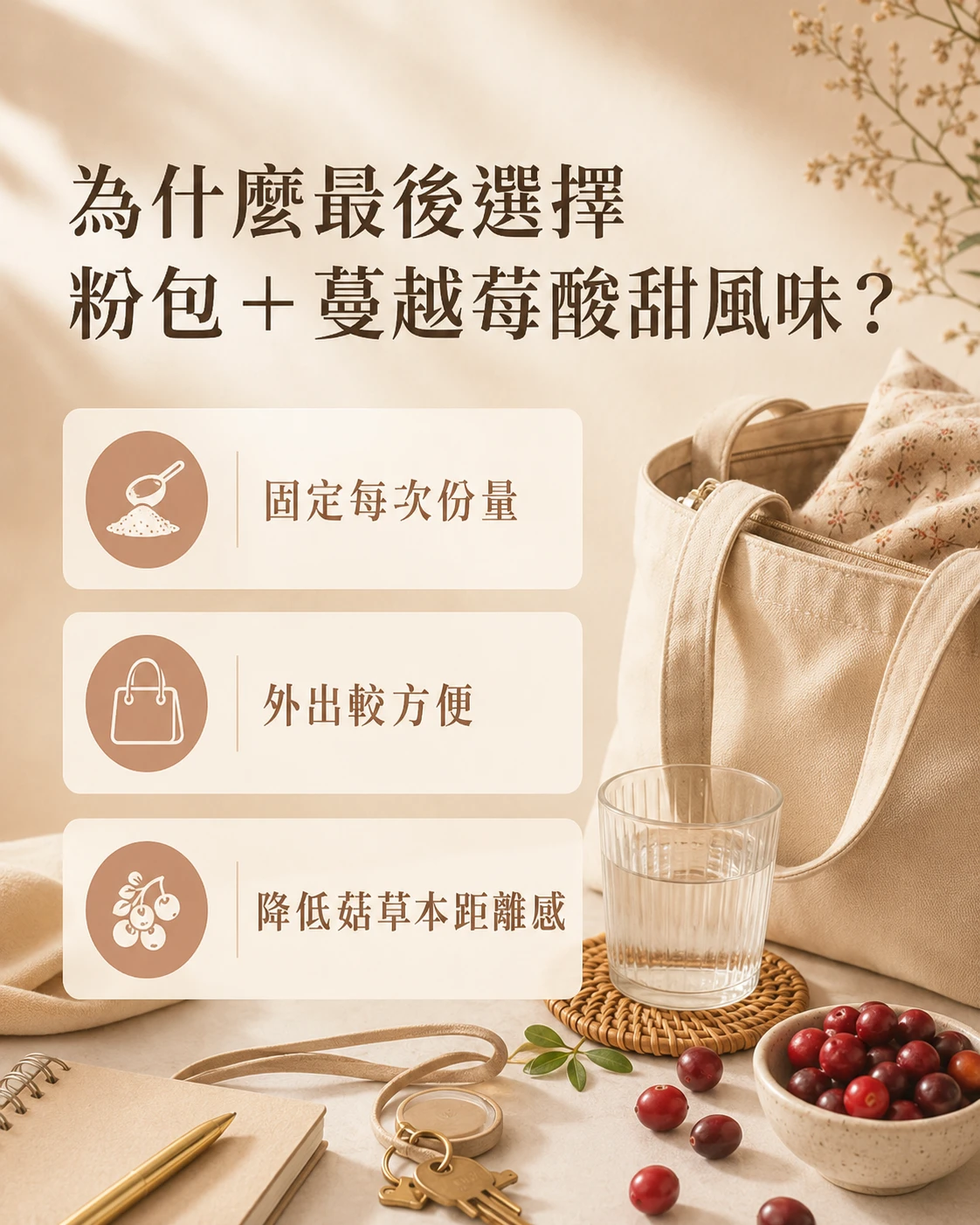 兒童多醣體粉包與蔓越莓酸甜風味的產品設計思路整理