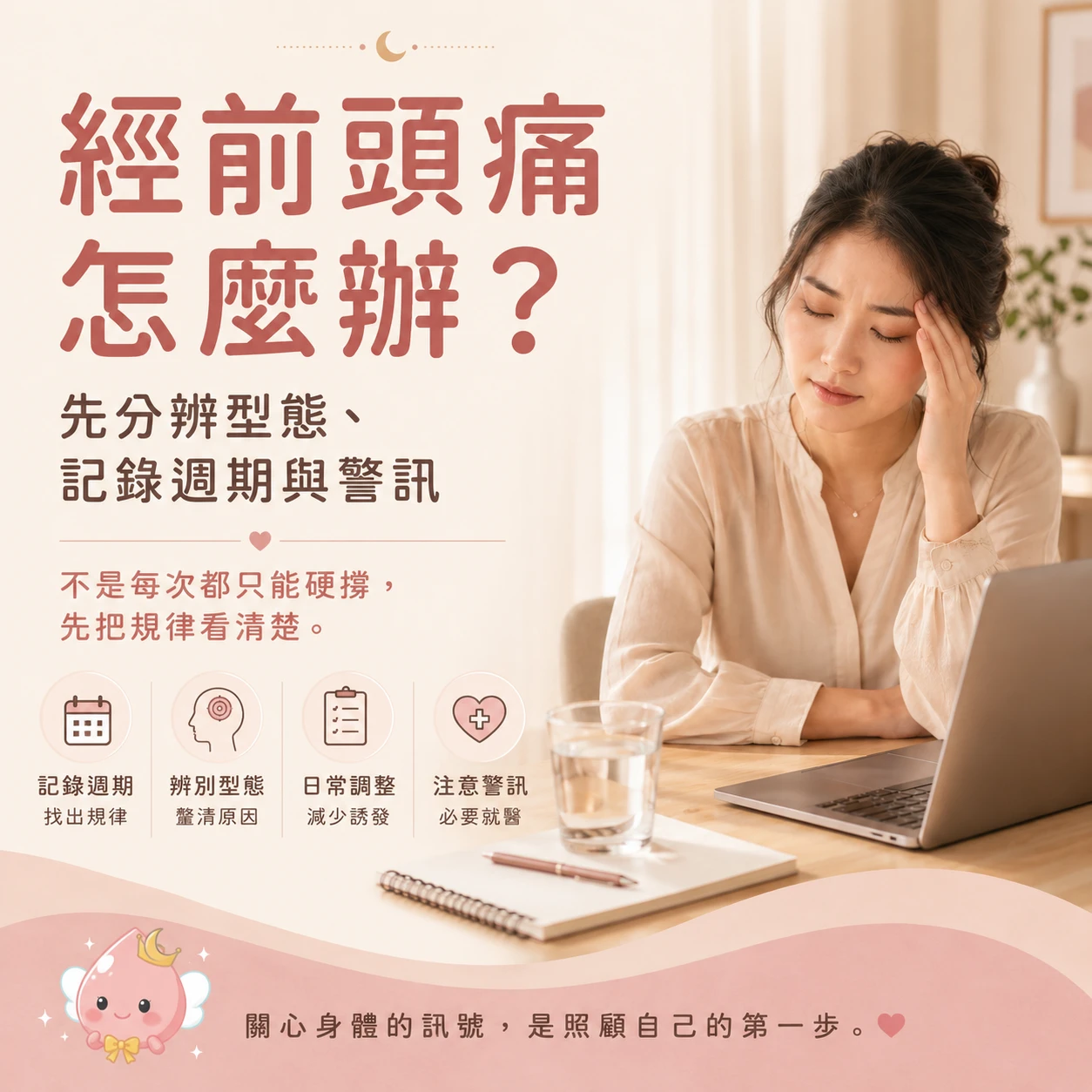 每個月月經還沒來，頭就先開始痛?原因、偏頭痛差異與照顧方法｜月美好
