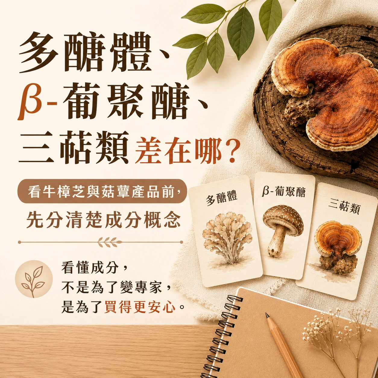 牛樟芝多醣體和 β-葡聚醣是什麼？三萜類差異比較