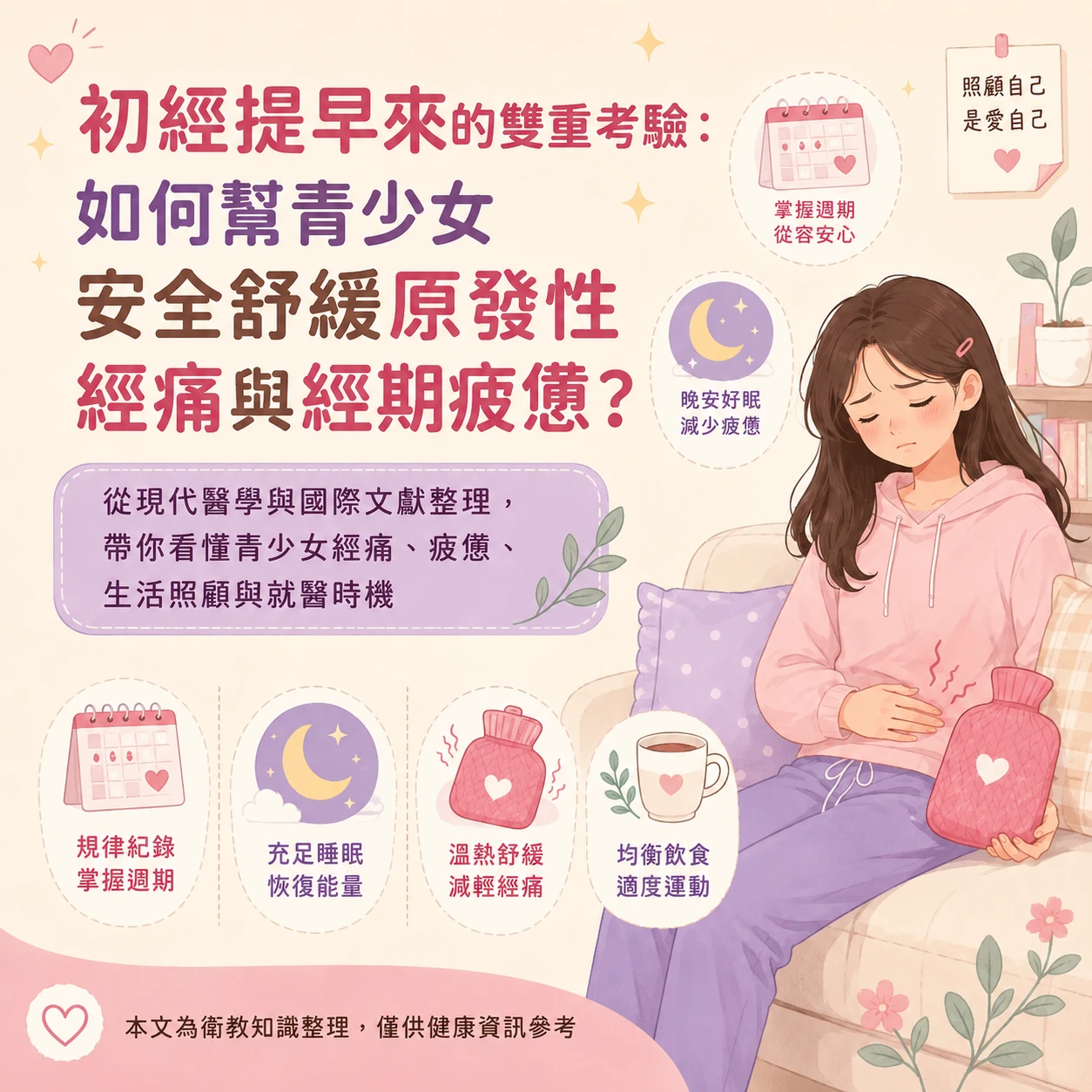 女兒初經提早又經痛怎麼辦？青少女經痛、止痛藥與就醫警訊｜月美好